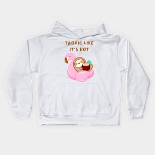 Tropic Like It’s Hot Flamingo Float Coconut Drink Sloth Kids Hoodie